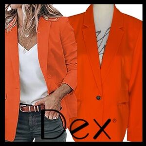 Dex The Suit Shop New York Tangerine Orange/Red Blazer Jacket (L)